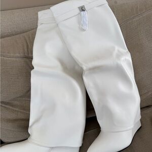 White Knee-High Leather Boots
